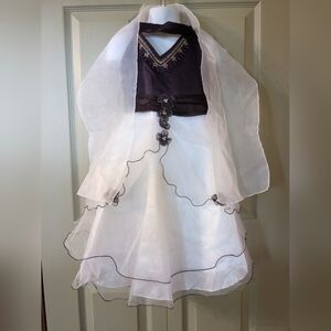 Girls Formal Party Dress w/ Shawl White & Purple Flower Accent Wedding Outfit B2